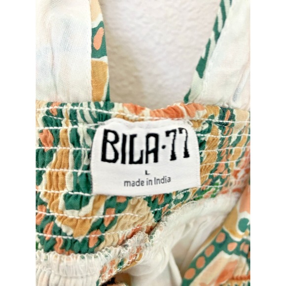 Bila77 Women's Maxi Dress Size L Boho Smocked Festival Coachella Retro Hippie - Picture 7 of 14